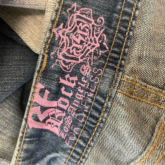 RF Rock LA for Express Boot Cut Y2K Low Rise Distressed Jeans Size 31 - Picture 8 of 8